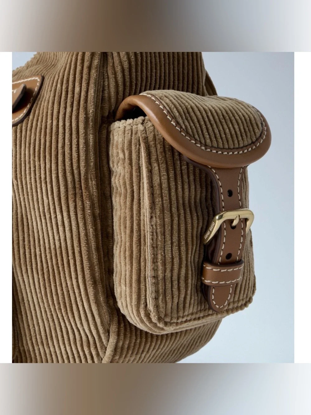 MIU MIU Pocket corduroy velvet leather shoulder bag